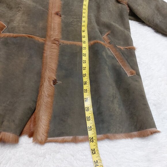 Vintage J.J.G Men's Pony Calfskin Leather Coat Jacket in a light Brown Tan M - Picture 7 of 13